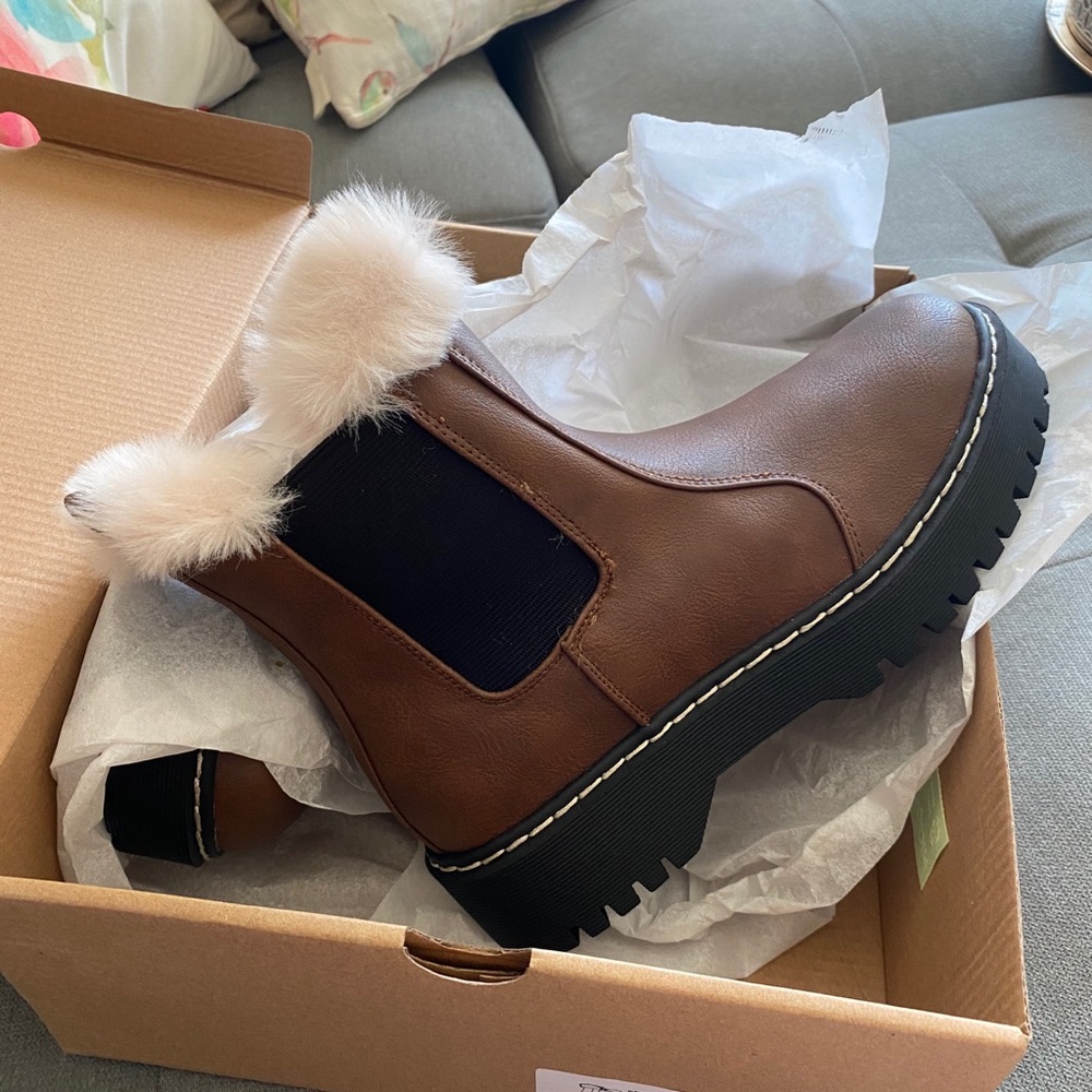 fur lined chelsea boots